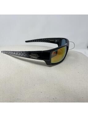 LUCS Black & Silver Sunglasses with Orange & Yellow Gradient Lenses